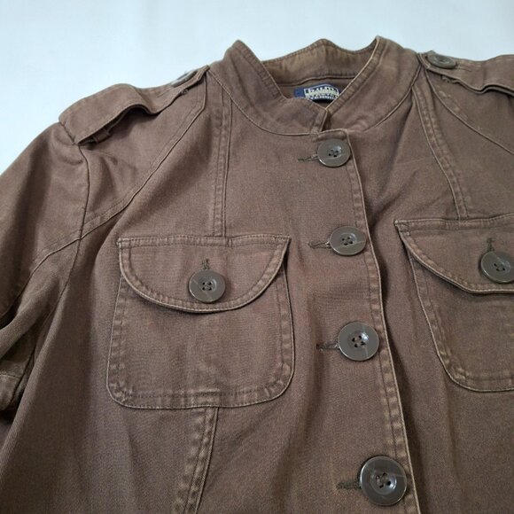 Vintage Womens Utility Military Cargo Jacket Sz L Cotton Cozy Casual Gorpcore - Picture 7 of 12